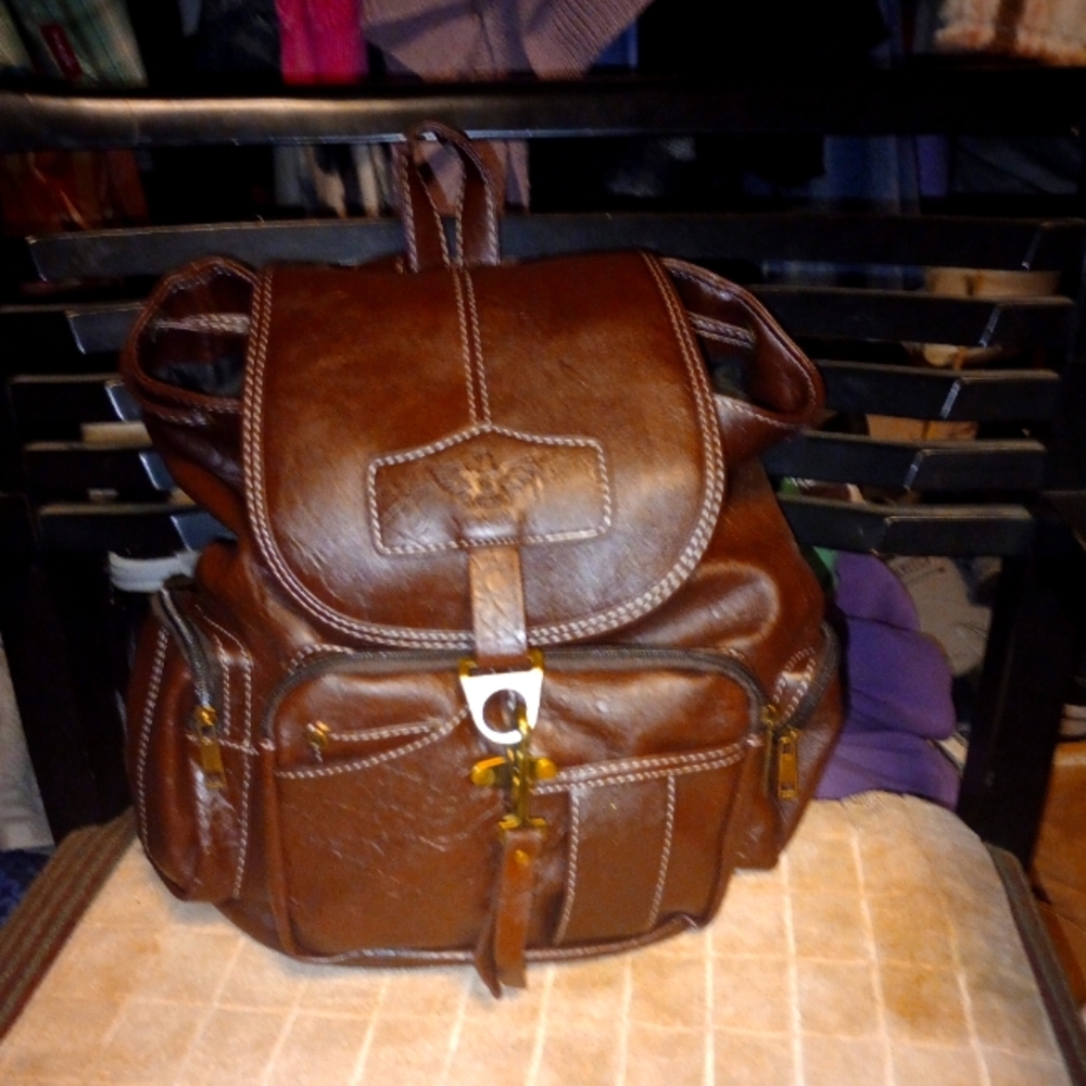 Premium leather backpack purse